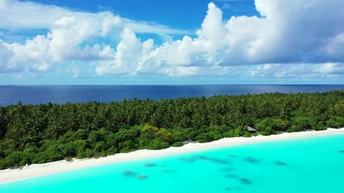 Aerial seascape of perfect coast beach lifestyle by blue sea and white sand background of adventure