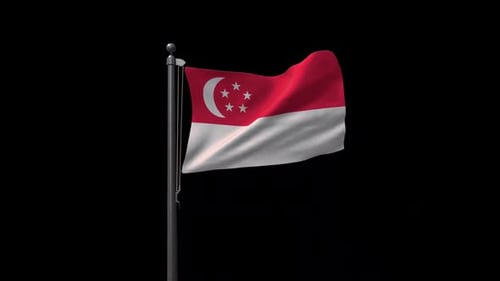 Realistic Singapore Flag Waving in Wind