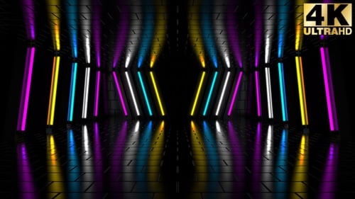 Animated Neon Light Tunnel with Shifting Colors