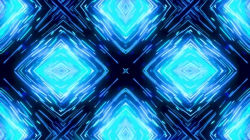 Leuchtendes dynamisches blau-weißes Kaleidoskop, nahtlose Schleife