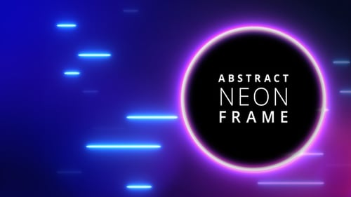 Futuristic Neon Circle Frame with Dynamic Moving Lines