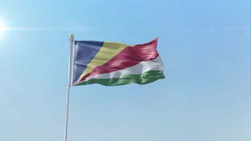 Seychelles Flag Waving Realistic 3D Animation Loop