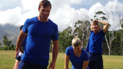 Fit people exercising in boot camp 4k