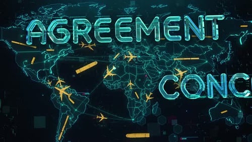 Futuristic Digital World Map with Global Connections and Political Concepts