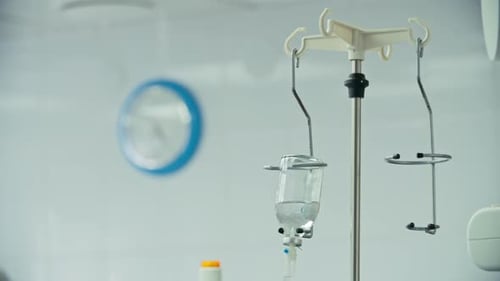 IV Fluids Drip in Hospital Room