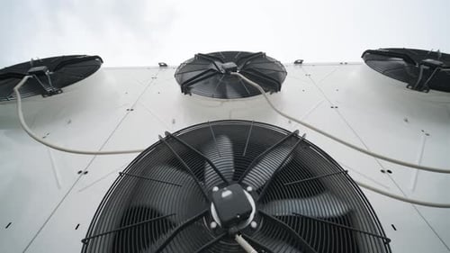 Air conditioners on the roof of an industrial building. HVAC