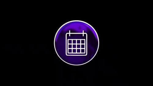 Animated 3D Calendar Icon with Purple Glossy Surface
