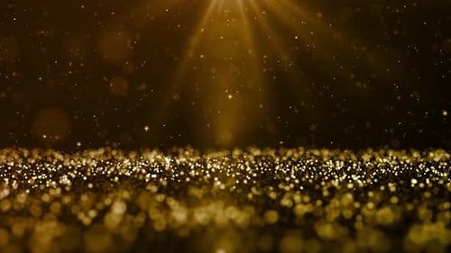Elegant Golden Particles Light Rays Background