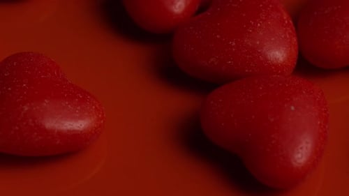 Red and White Heart Candy Close Up