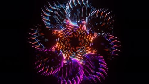 Mesmerizing Abstract Neon Geometric Rotating Pattern Loop