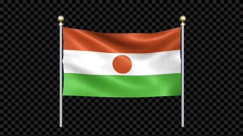 Waving Flag of Niger on a Flagpole Seamless Loop