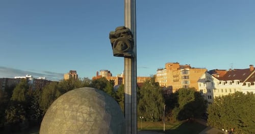 Aerial View of Monument To the 600Th Anniversary of Kaluga, Russia