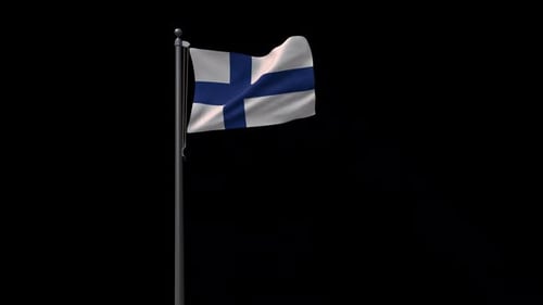 Realistic Finland Flag Waving Loop on Transparent Background