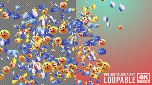 3D Social App Crowd Emoji Transition Alpha Channel