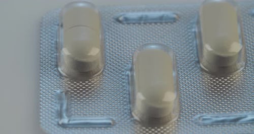 White Pills in Blister Pack Macro Shot