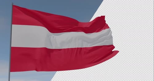 Realistic Austrian Flag Waving in Wind Animation
