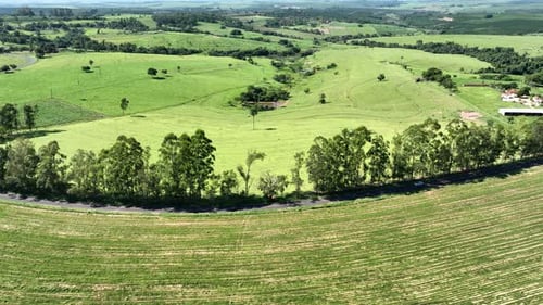 Lush Green Countryside Landscape Aerial View