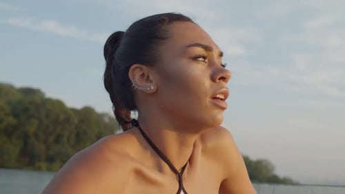 Fitness Female Athlete Breathing Heavily After Run