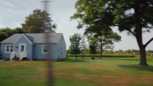 American Suburbs with White Wooden Houses