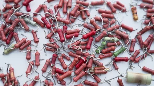Electronic Resistors Pile, Bright Daylight, Close Up