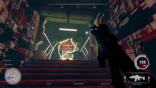 Futuristic FPS Game Interface and Glitch Game Over Screen