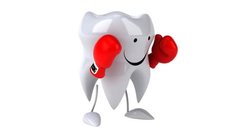 divertido boxeo dental de dibujos animados en 3D