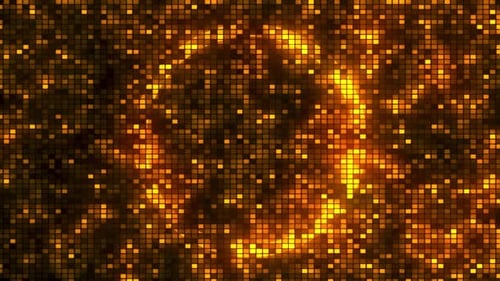 Abstract Glowing Pixel Grid with Pulsing Ring Background
