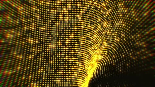 Fluid Golden Shimmering Digital Grid Abstract Background