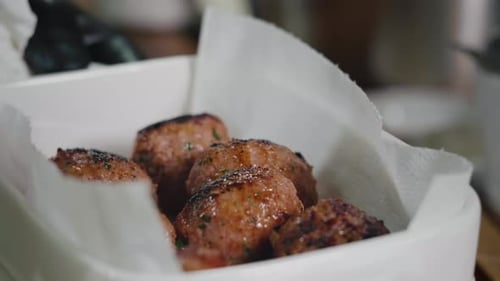 Appetizing Fried Beef Meatballs.