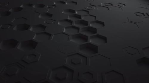 Black Abstract Hexagon Geometric Surface Seamless Loop UHD