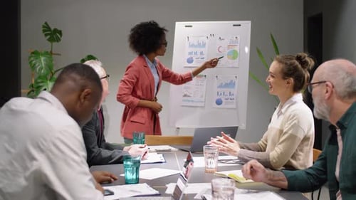 Business Team Collaborating During a Workplace Presentation