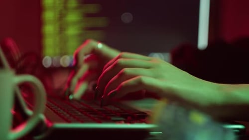 Professional Hacker Workplace Closeup