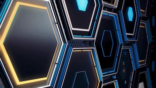 Technologisches Muster mit vielen geometrischen Hexagon