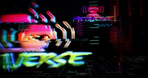 Cyberpunk style intro with Metaverse theme