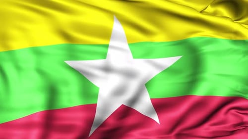 Seamless Waving Myanmar Flag Animation Loop