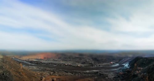 Mineração de carvão em pedreira Timelapse Tilt-shift