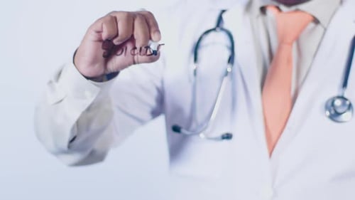 Doctor Writes Suicide with Marker Close Up