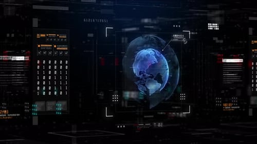 Futuristic Digital Earth Hologram HUD Interface Loop