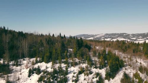 Beautiful Landscape of Mountains Covered with the First Snow