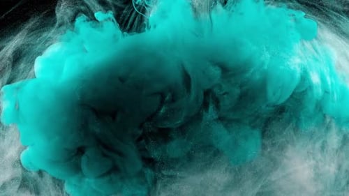 Swirling Turquoise and White Ink Abstract Background