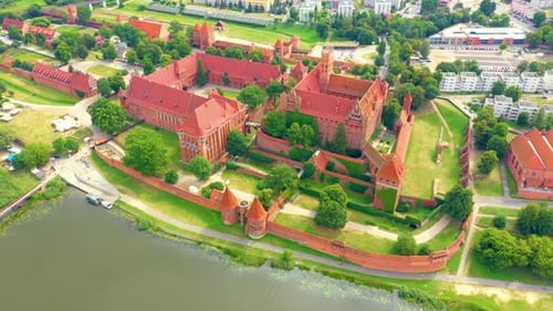 Aerial view of Castle of the Teutonic Order in Malbork, Malbork ( Zamek w Maborku, Ordensburg Marien