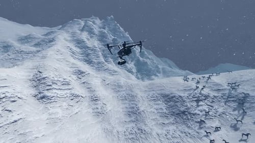 Drone Flying Snow Mountain