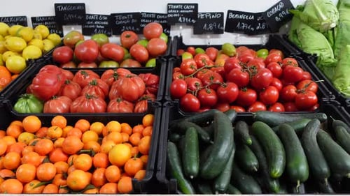 Fresh Fruits and Vegetables on Supermarket
