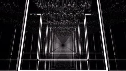 Geometric Tunnel Loop with Glowing Lines Background