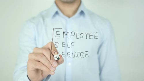 Writing Employee Self Service on Glass with Marker