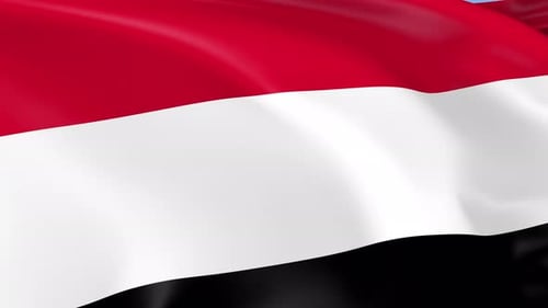 Realistic Waving Flag of Yemen with Smooth Fabric Animation