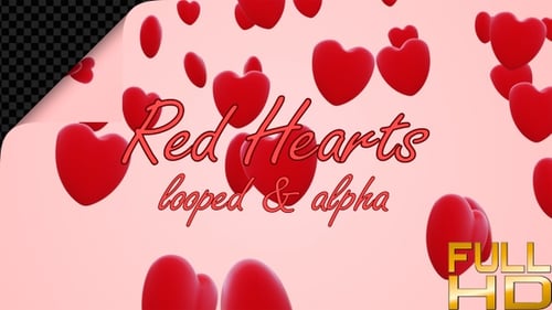 Floating Red Hearts Seamless Loop Background