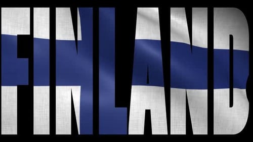 Waving Finland Flag Title Text Animation