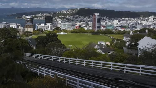 Cityscape Overview with Railway in Urban Area