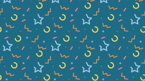 Memphis Style Abstract Geometric Shapes Seamless Loop Background